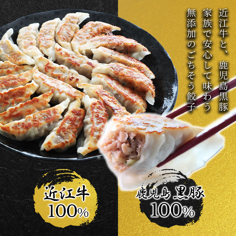 近江牛・鹿児島黒豚100%使用の焼き餃子